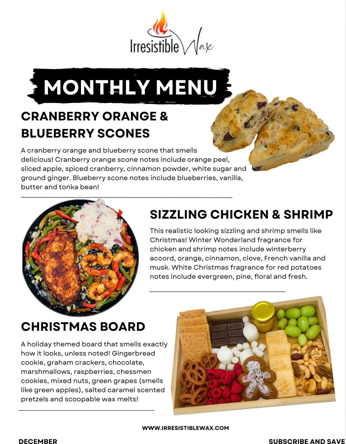 Monthly Menu Mystery Food Wax Melts Subscription Box