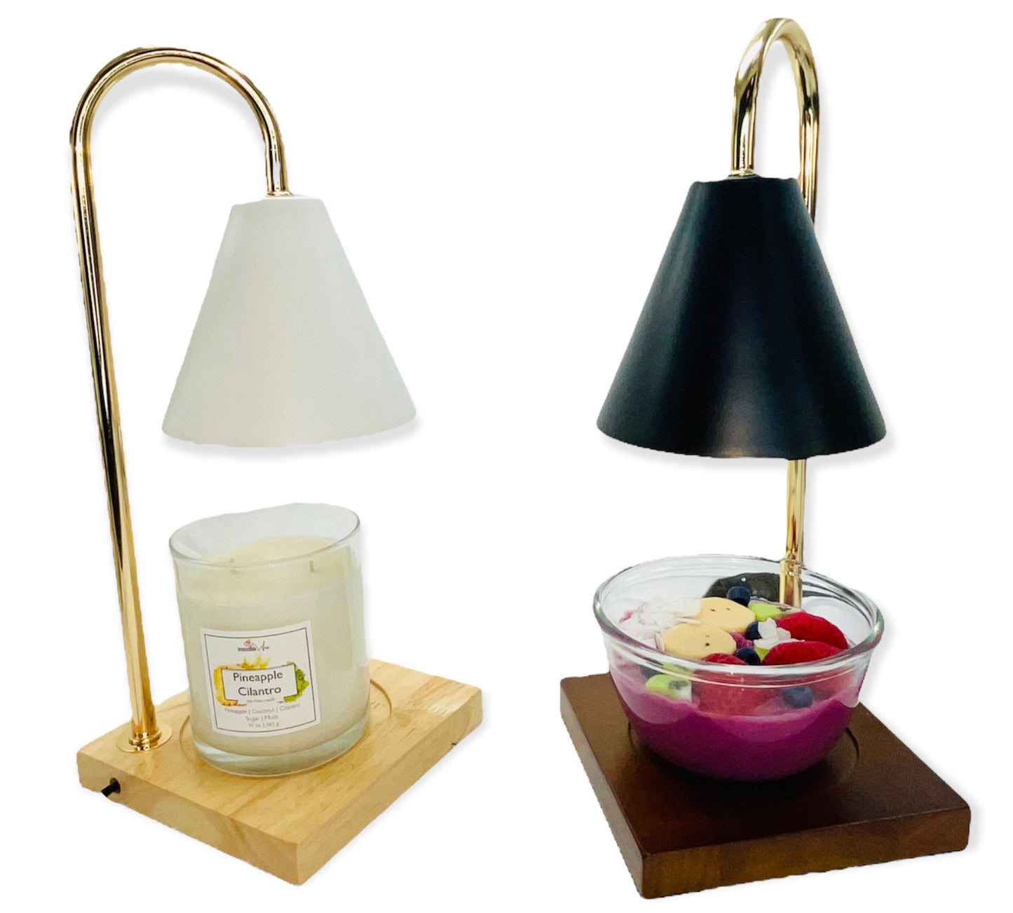 Dimmable Oak Base/White Table Top Lamp Wax Warmer