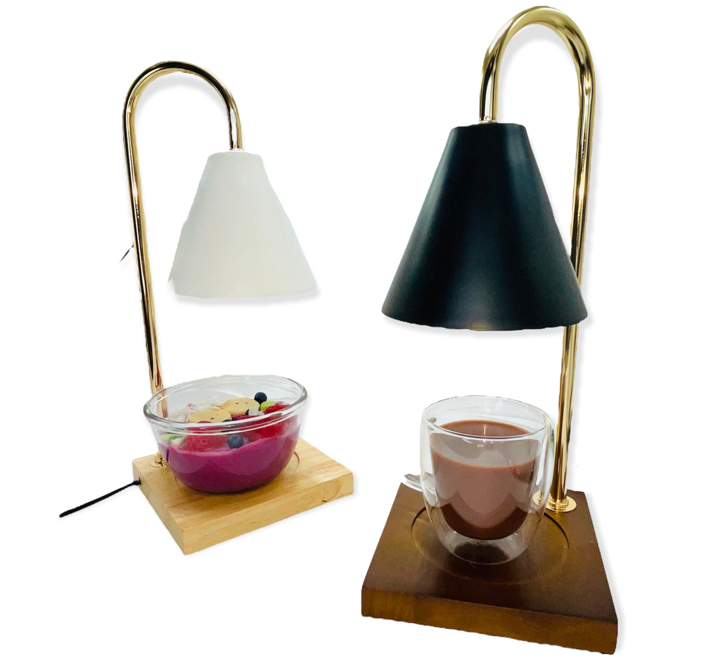 Dimmable Oak Base/White Table Top Lamp Wax Warmer