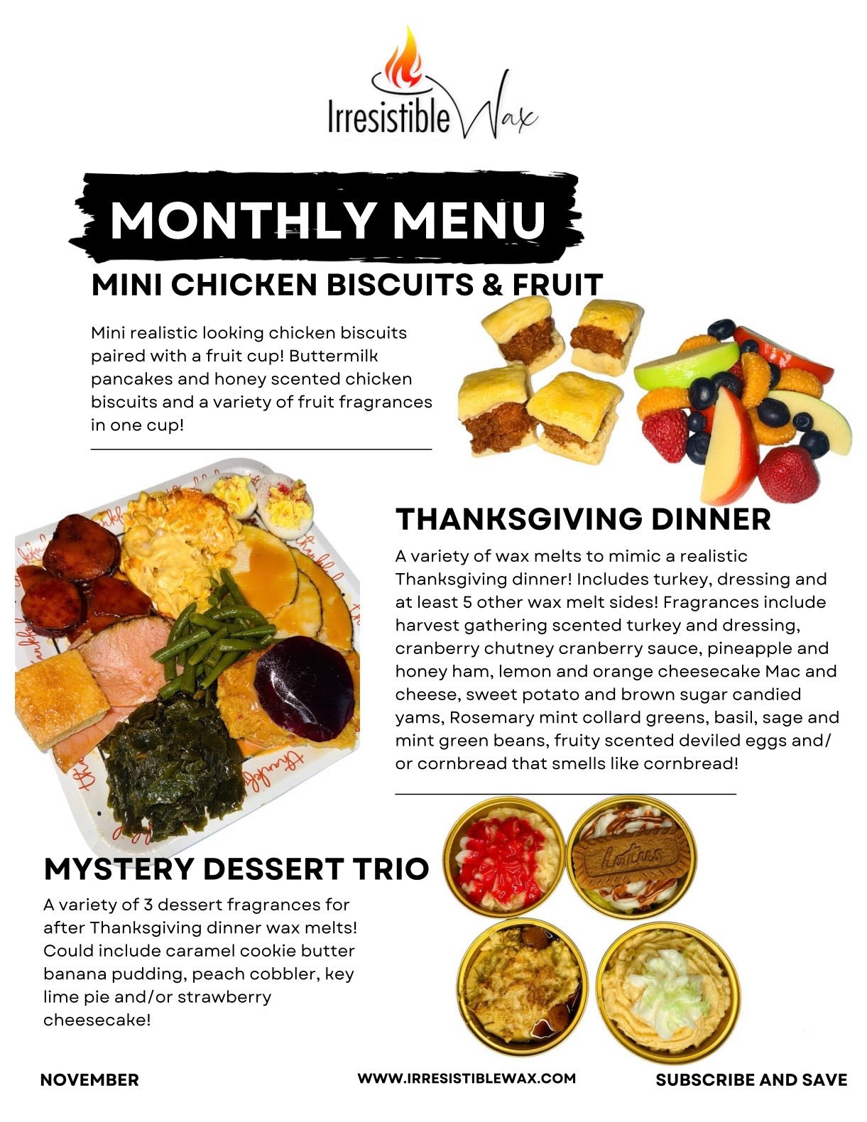Monthly Menu Mystery Food Wax Melts Subscription Box