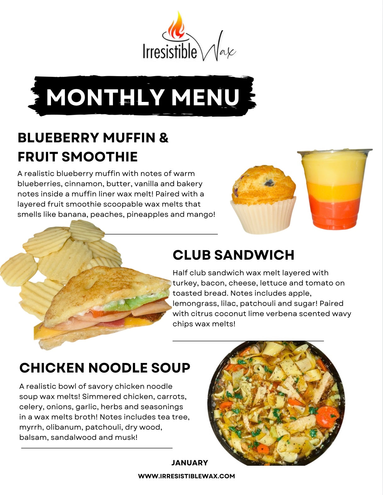 Monthly Menu Mystery Food Wax Melts Subscription Box