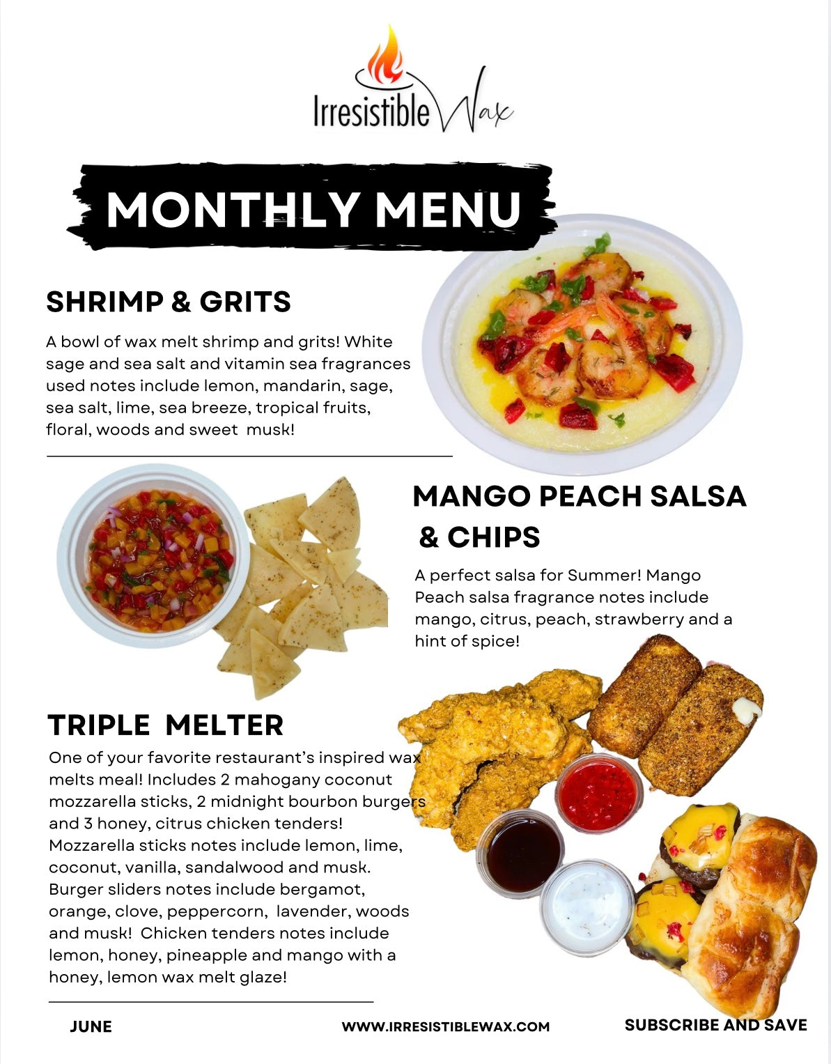 Monthly Menu Mystery Food Wax Melts Subscription Box