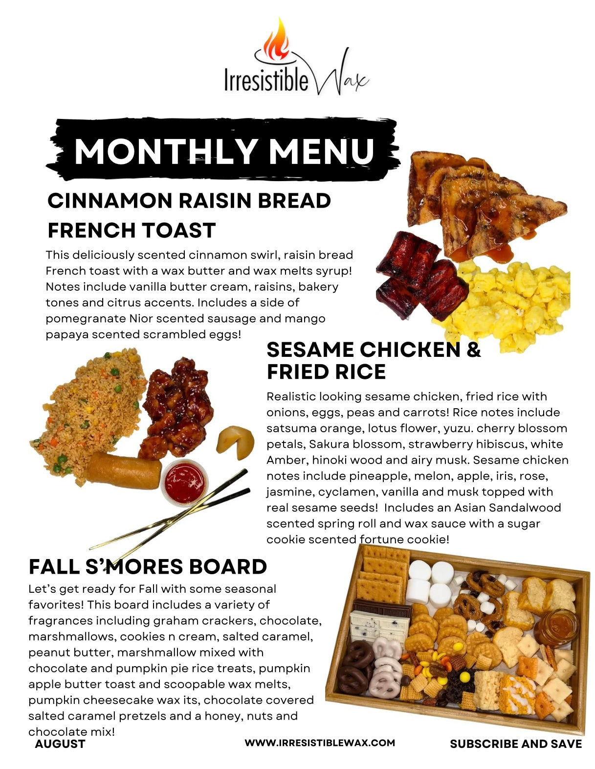Monthly Menu Mystery Food Wax Melts Subscription Box