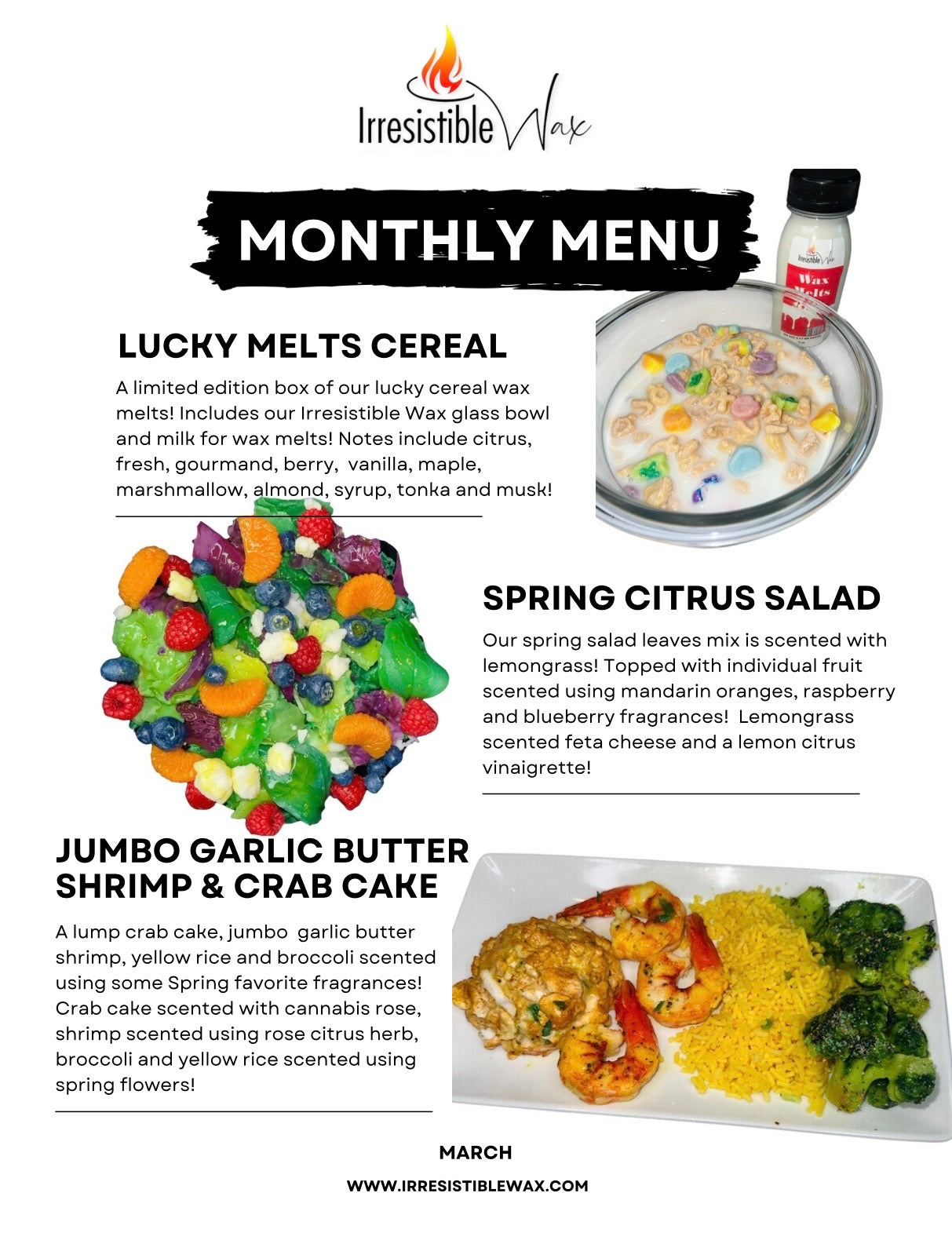 Monthly Menu Mystery Food Wax Melts Subscription Box