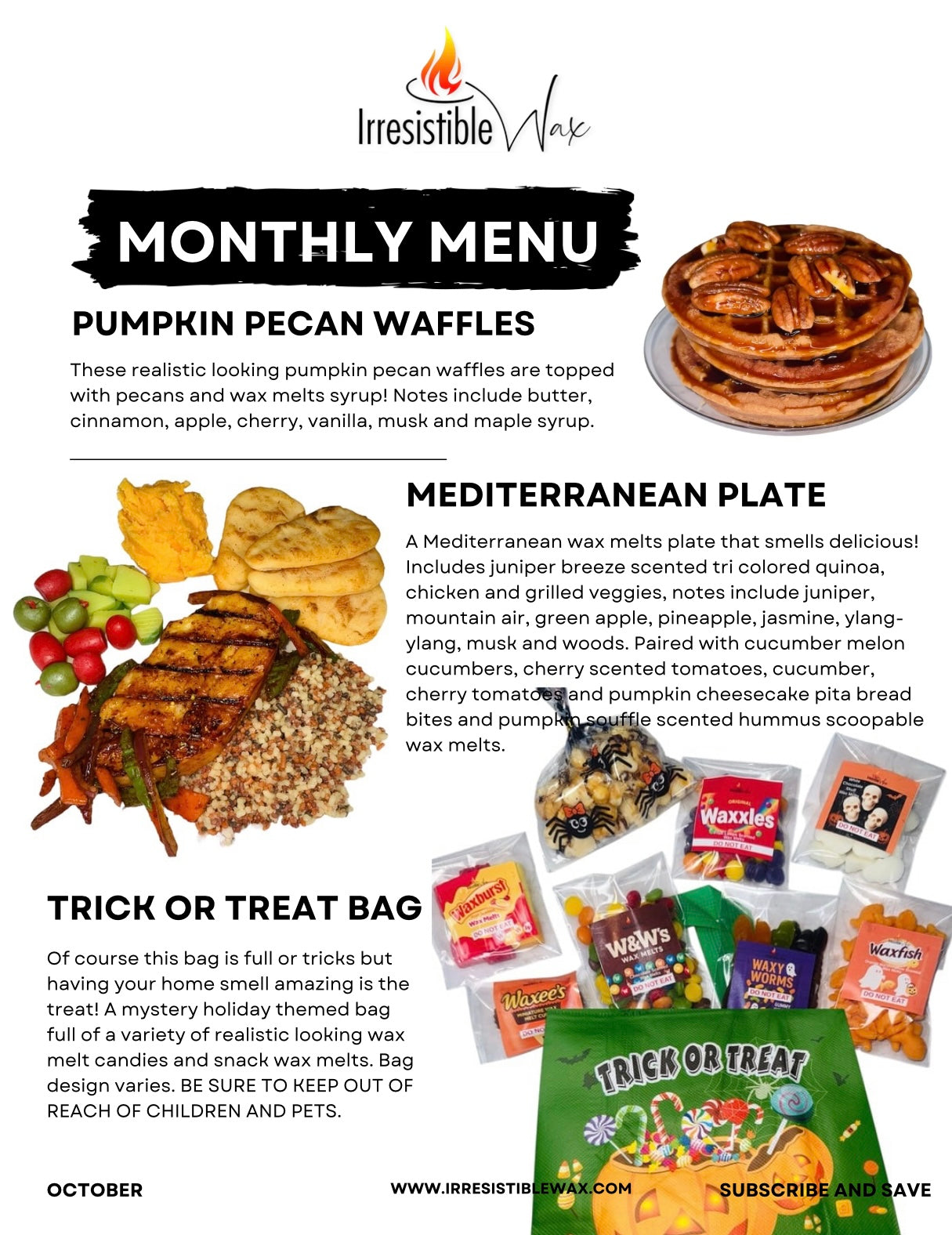 Monthly Menu Mystery Food Wax Melts Subscription Box
