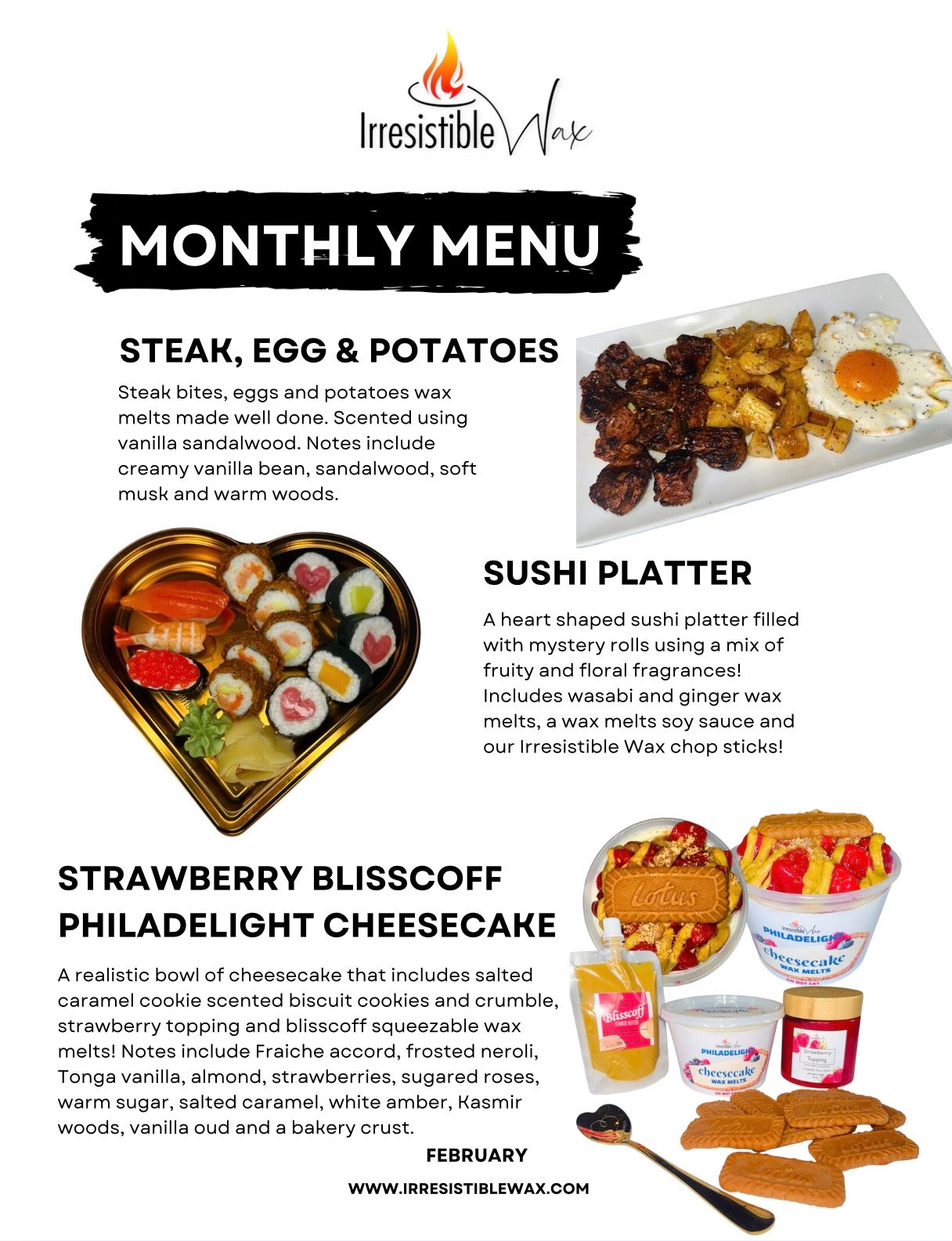Monthly Menu Mystery Food Wax Melts Subscription Box