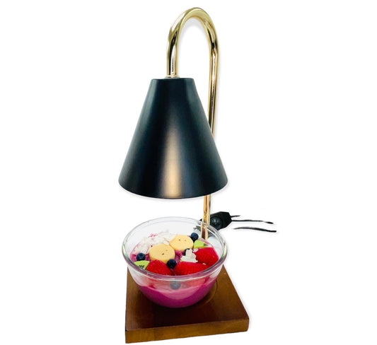 Dimmable Walnut Base/Black Table Top Lamp Wax Warmer