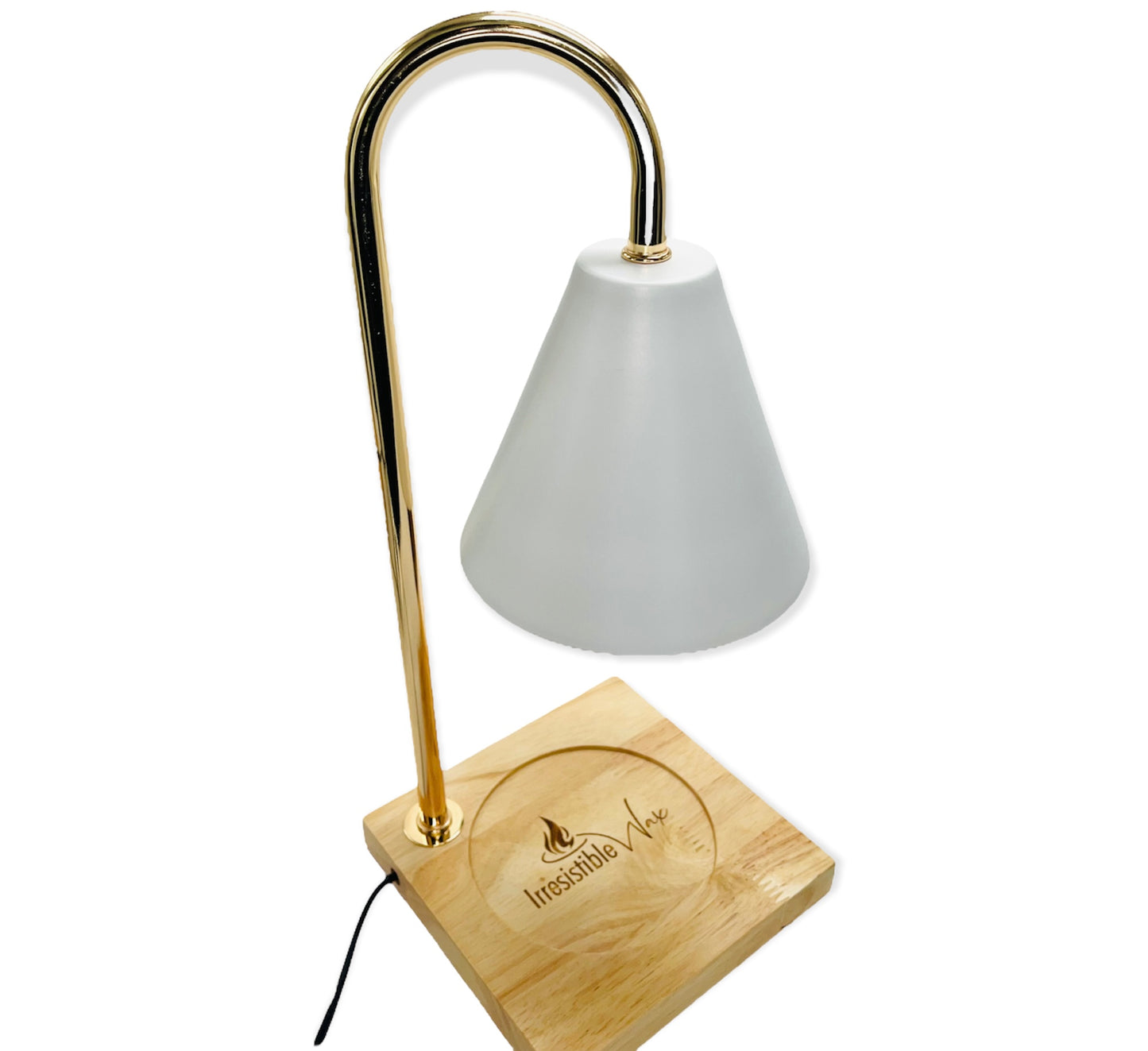 Dimmable Oak Base/White Table Top Lamp Wax Warmer