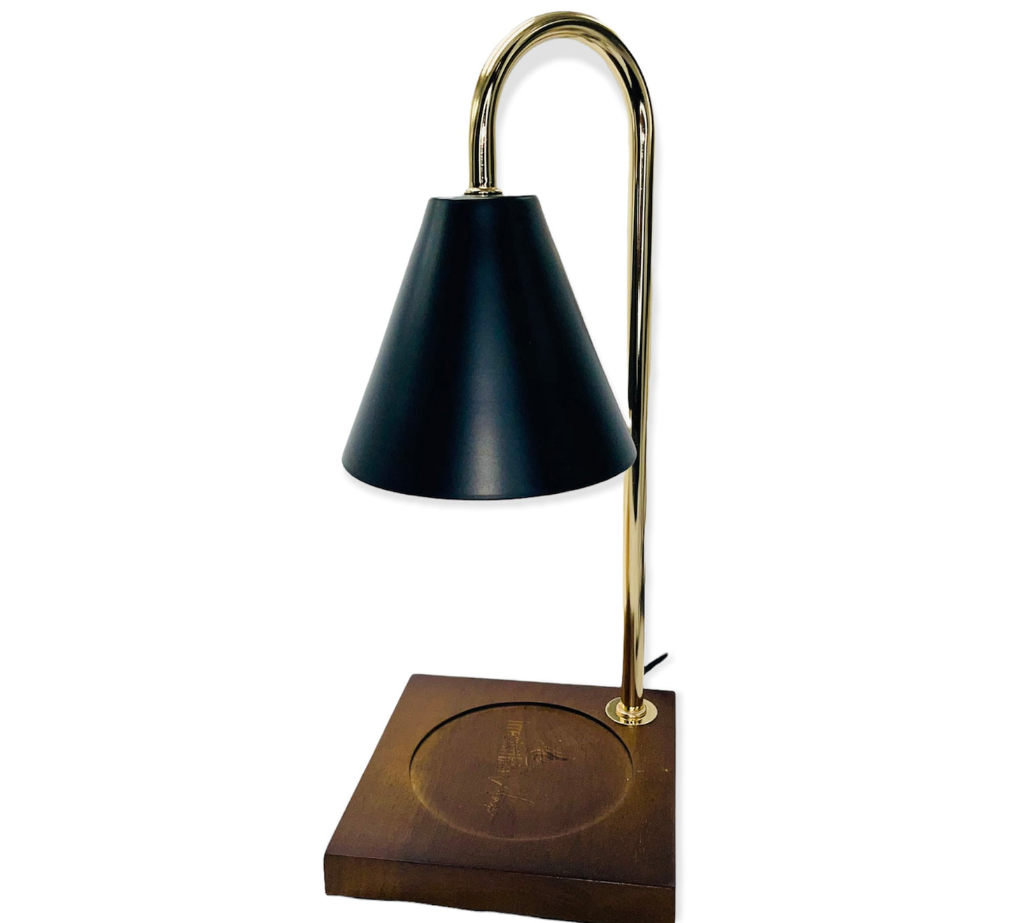 Dimmable Walnut Base/Black Table Top Lamp Wax Warmer
